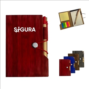 Woodgrain Notebook with Sticky Notes & Flags